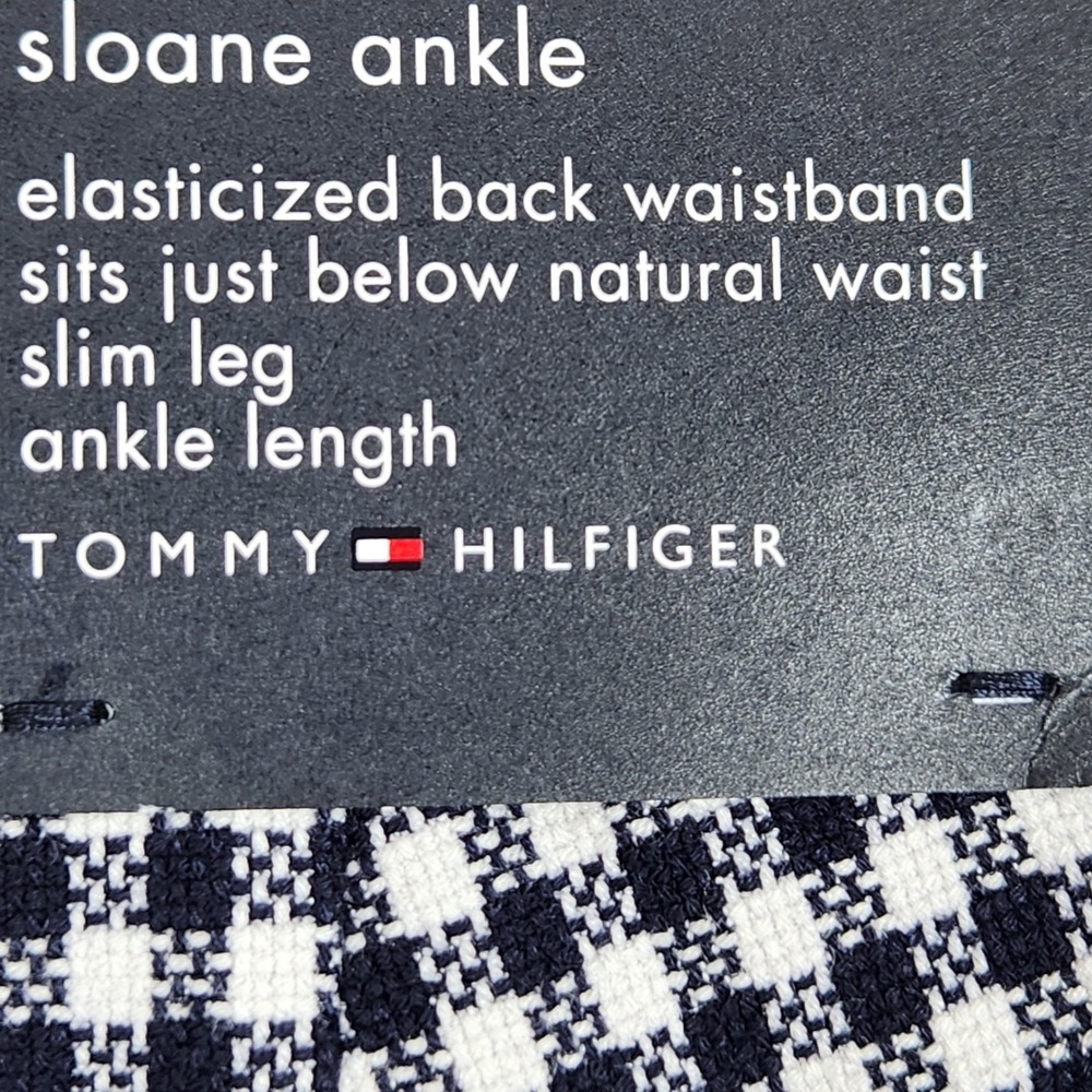 Tommy Hilfiger Sloane Ankle Pants Womens 14 Navy White Gingham Slim Leg Preppy - Picture 6 of 12